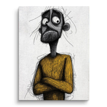 Whimsical Anxious Cartoon hombre - cuadro en lienzo
