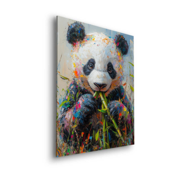 Retrato colorido de panda - cuadro Dibond mate