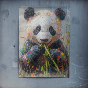 Kolorowy portret pandy - plakat