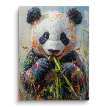Farbenfrohes Panda-Porträt - PVC-Bild matt