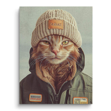 Beanie Cat Hipster Portrait Canvas Art