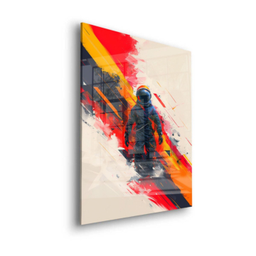 Astronaut mit abstrakten Streife - Acrylglasbild
