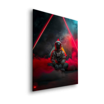 Astronaut Under Neon Triangle Dibond Matt Art