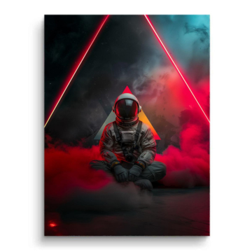 Astronaute sous néon triangle - tableau PVC mat