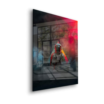 Astronaut im roten Nebe - Acrylglasbild