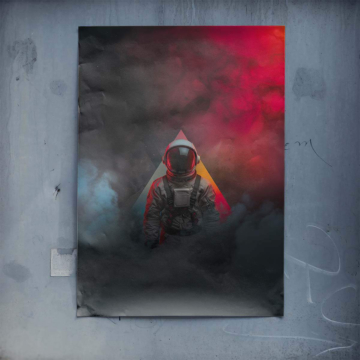 Astronaute dans rouge nebula - poster