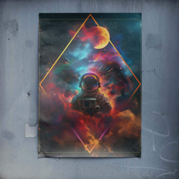 Astronaute dans cosmique diamond - poster