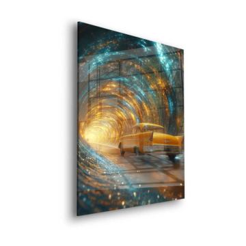 Retroauto im kosmischen Tunnel - Acrylglasbild