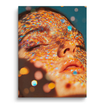 Glitzer-Gesichtsnahaufnahm - Leinwandbild