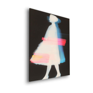 Silueta glitching blanco vestido - cuadro Dibond mate