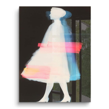 Silueta glitching blanco vestido - cuadro PVC brillante