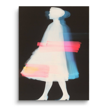 Silueta glitching blanco vestido - cuadro PVC mate
