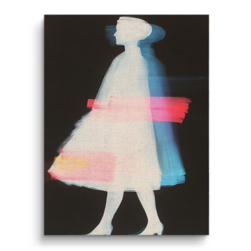 Glitchende Silhouette im weißen Kleid - Leinwandbild