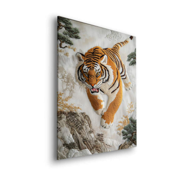 Leaping tigre Embroidery - cuadro Dibond mate