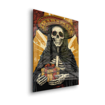 Santa Muerte Gift Giver - cuadro en vidrio acrílico