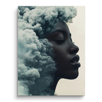 Retrato de mujer nube cabello - cuadro PVC mate