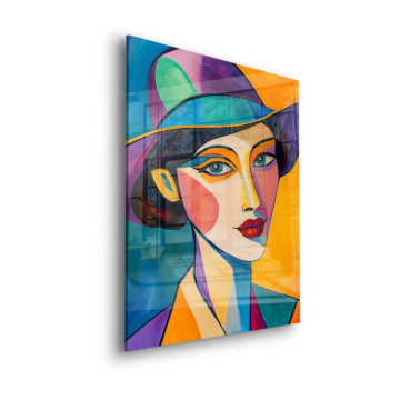 Farbenfroh kubistisch Frauenporträt - Acrylglasbild