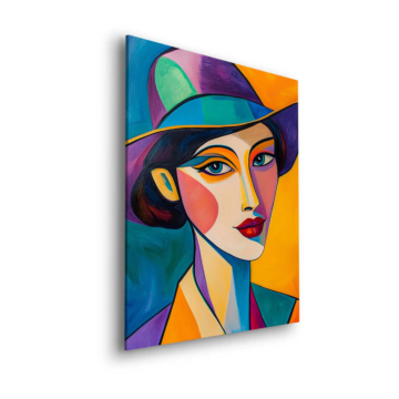 Retrato cubista colorido de mujer - cuadro Dibond mate