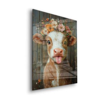 Flower Crown Calf Portrait Acrylic Glass Art