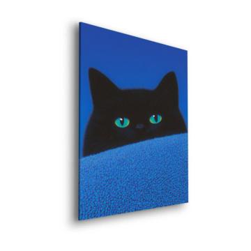 Schwarze Katze mit blauen Auge - Dibond-Bild matt