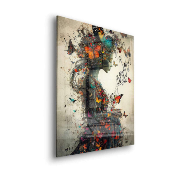 Butterfly Woman Collage Acrylic Glass Art