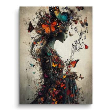 Frauen-Collage mit Schmetterling - Leinwandbild