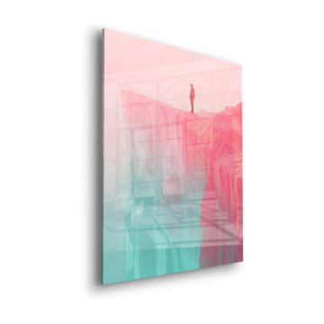 Pastel Cliff Silhouette Acrylic Glass Art