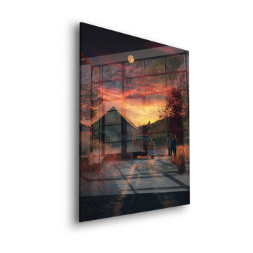 Moonlit Country Road Acrylic Glass Art