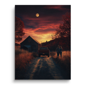 Carretera rural a la luz de la luna - cuadro en lienzo
