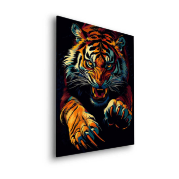 Tigre neón rugiente - cuadro Dibond mate