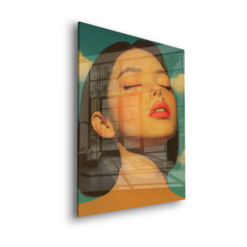 Serene Woman Pop Portrait Acrylic Glass Art