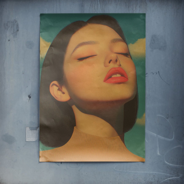 Spokojny pop-artowy portret kobiety - plakat