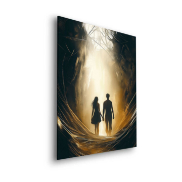 Pareja caminando hacia la luz - cuadro Dibond mate