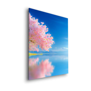 Cherry fleurs lac - tableau Dibond mat