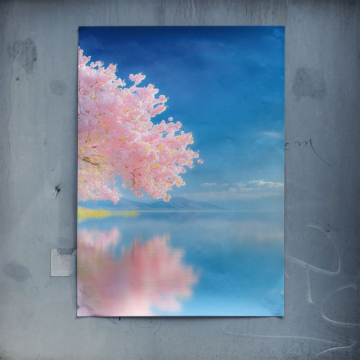 Cherry fleurs lac - poster