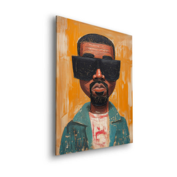 Pop-Porträt inspiriert von Kanye West - Dibond-Bild matt