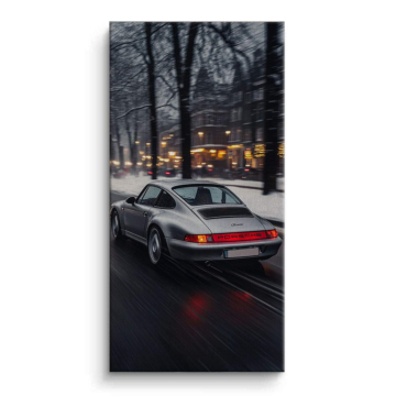 Porsche Inspired Rainy City Drive Canvas Art