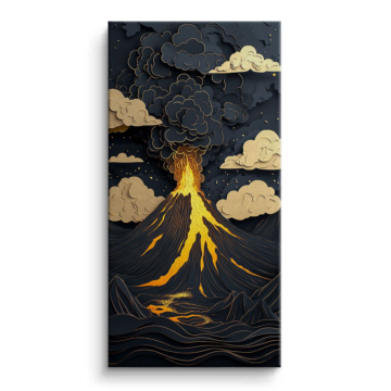 Stylized Volcano Eruption Canvas Art