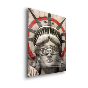 Statue de la Liberté aux yeux bandés - tableau en verre acrylique