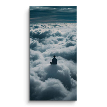 Solitary Figure Above Clouds Canvas Art