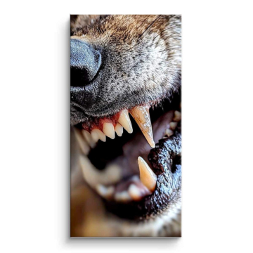 Knurrender Hund in Nahaufnahme - PVC-Bild matt