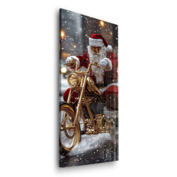 Santa Claus auf dem Motorrad - Acrylglasbild