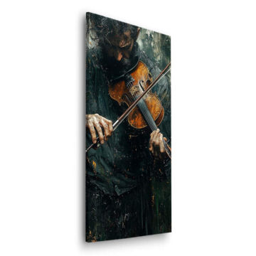 Portrait sombre de violoniste - tableau Dibond mat