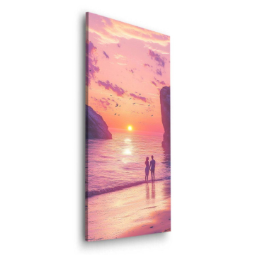 Romantic plage coucher de soleil - tableau Dibond mat