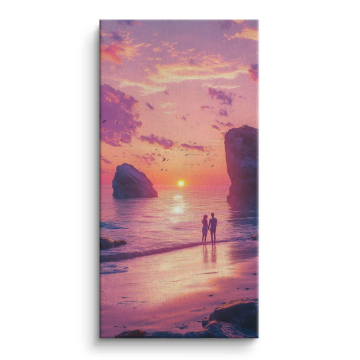 Romantic Beach Sunset Canvas Art