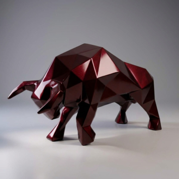 Bull 3D Figure - Burgundy / Metallic / H-120 cm