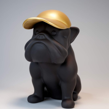 Dog 3D Figure - Black / Matte / H-100 cm