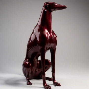 Metallic Sitting Greyhound Statement Sculpture