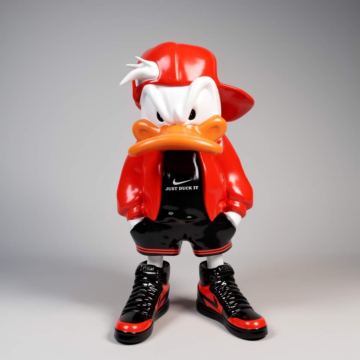 Satin Pop Art Decorative Bad Boy Duck Figure, 120 cm