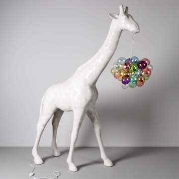 White Gloss Gallery Style Giraffe Lamp Sculpture, 230 cm